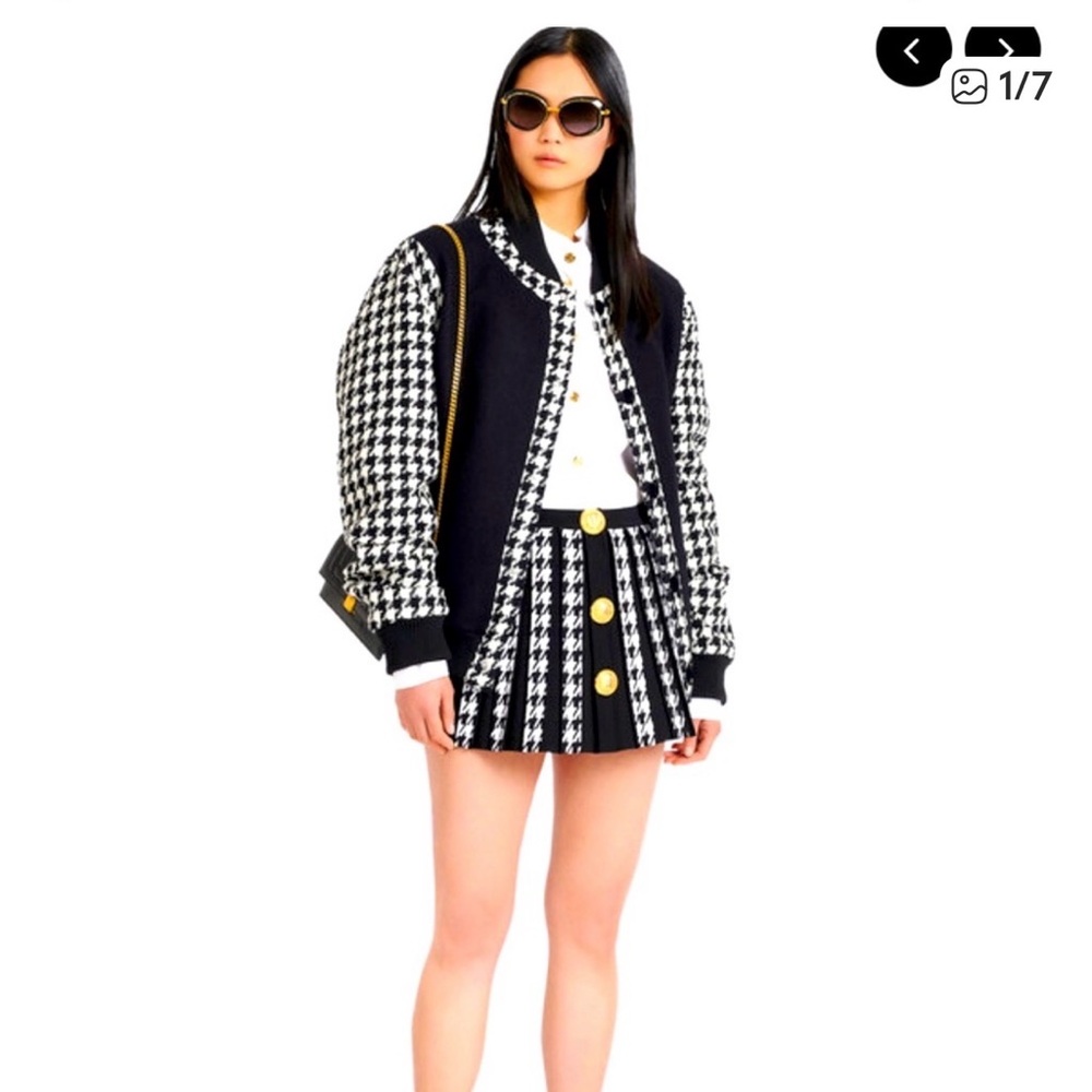 Balmain Black and White Houndstooth skirt